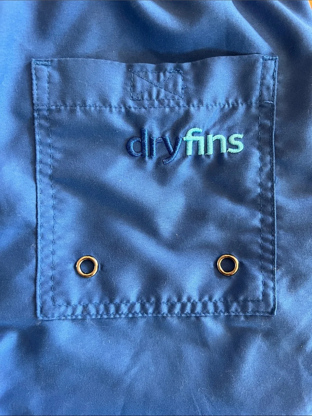 DryFins Royal Classic Blue Boys Swim Trunks with Lime Drawstring Kids 6/7